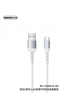 REMAX New RC-C008 Kayla II Series 2.4A Elastic TPE Aluminum Data Cable A-M White