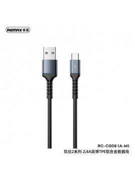 REMAX New RC-C008 Kayla II Series 2.4A Elastic TPE Aluminum Data Cable A-M Black