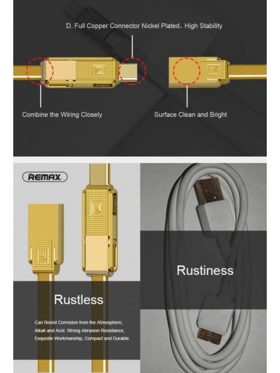 REMAX RC-070th Gplex 3 in 1 old Cable Gold