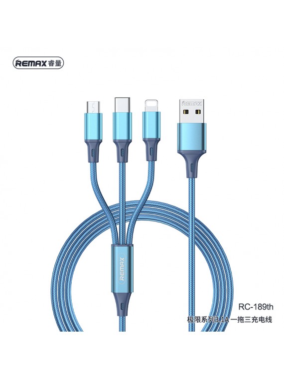 REMAX RC-189TH Gition Series 3 in 1 Cable Blue