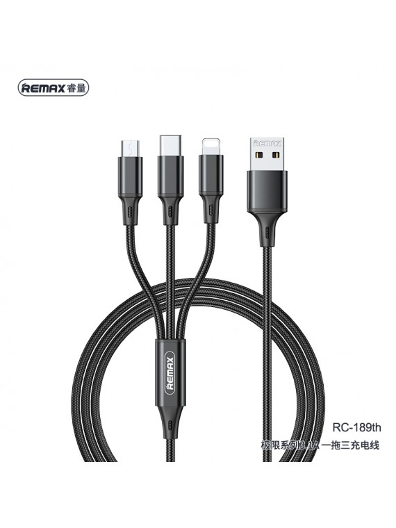 REMAX RC-189TH Gition Series 3 in 1 Cable Black