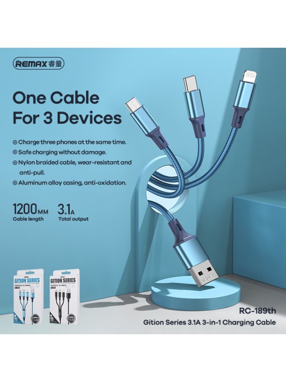 REMAX RC-189TH Gition Series 3 in 1 Cable Black