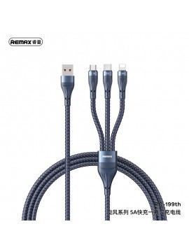 REMAX RC-199th Whirly Series 5A 3-in-1 fast charging cable blue