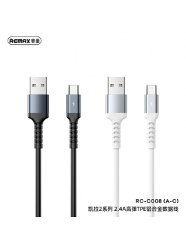 REMAX New RC-C008 Kayla II Series 2.4A Elastic TPE Aluminum Data Cable A-C Black