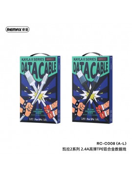 REMAX New RC-C008 Kayla II Series 2.4A Elastic TPE Aluminum Data Cable A-L Black