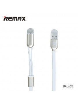 REMAX RC-025t TWINS 2 in 1 Cable (Metal box) White