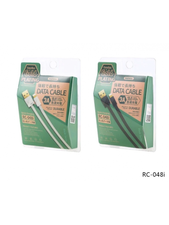 REMAX RC-048i Gold Plating Quick Charging 3A Data Cable Black