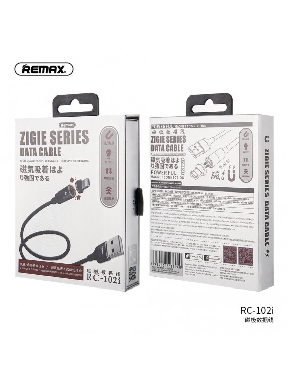 REMAX RC-102i Magnet Connection Data Cable Black