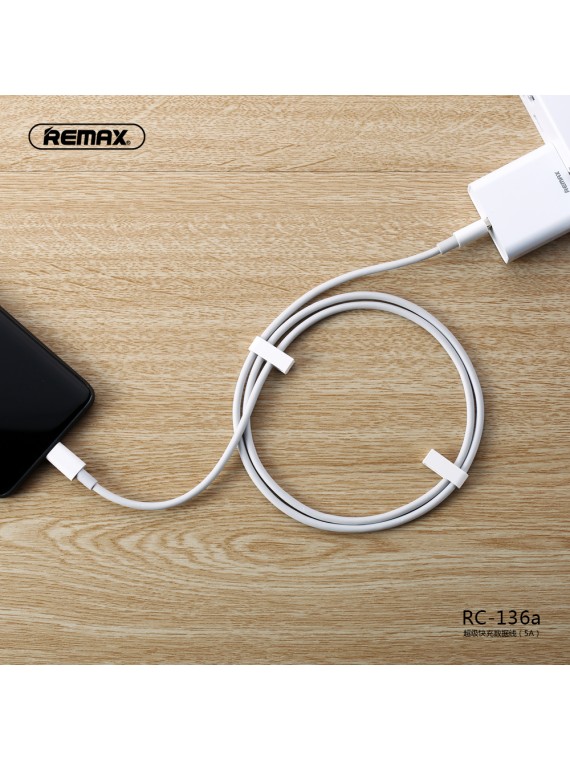 REMAX RC-136a Super-Fast Charging Data Cable (5A) For Type-C White