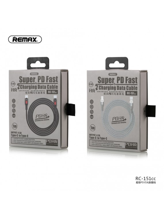 REMAX RC-151cc PD Fast Charging Type-C To Type-C Data Cable Black