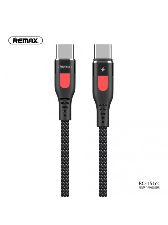 REMAX RC-151cc PD Fast Charging Type-C To Type-C Data Cable Black