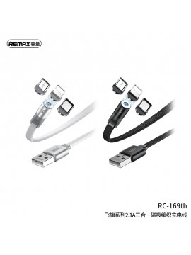 REMAX RC-169th Flag Series 2.1A 3 in 1 Magnetic Charging Cable White