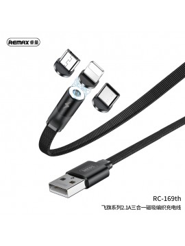 REMAX RC-169th Flag Series 2.1A  3 in 1 Magnetic Charging Cable Black