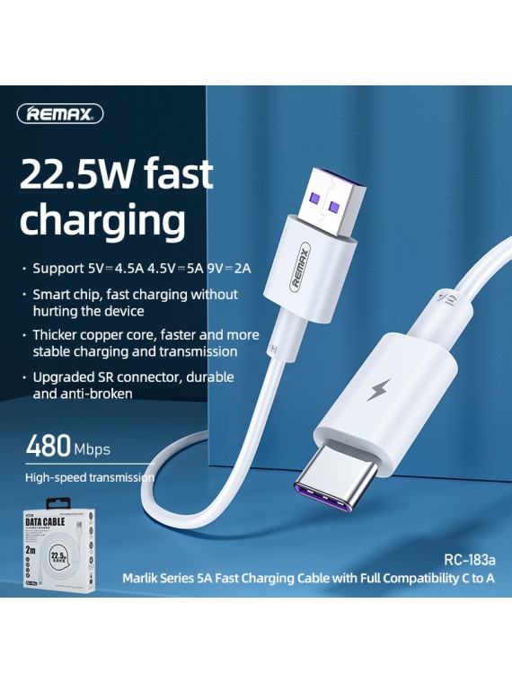 REMAX RC-183C Marlik Series PD 100W 2M Fast Charging Cable C to C  White