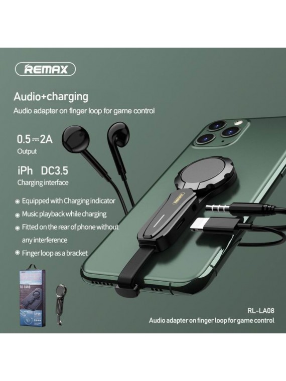 REMAX RL-LA08i Dual Lightning Audio Adapter Black