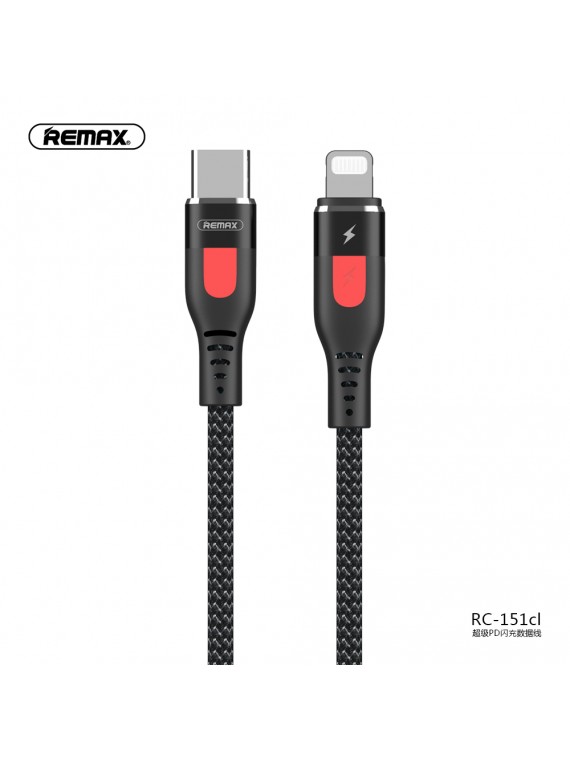 REMAX RC-151cl PD Fast Charging Type-C To Lightning Data Cable Black