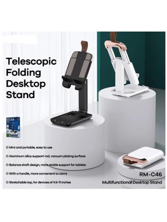 REMAX RM-C46 Multifunctional aluminum alloy Desktop Stand for phones/tablets White