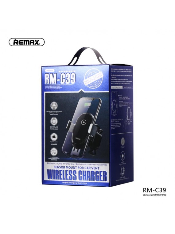 REMAX RM-C39 Wireless Charger and Sensor Mount For Car Vent Black