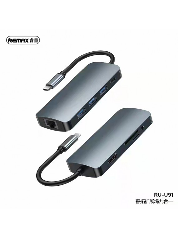 REMAX RU-U91 Retor Series 9-in-1 Docking Station Grey