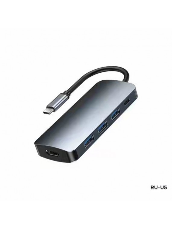 REMAX RU-U5 Retor Series 5-in-1 Docking Station Grey