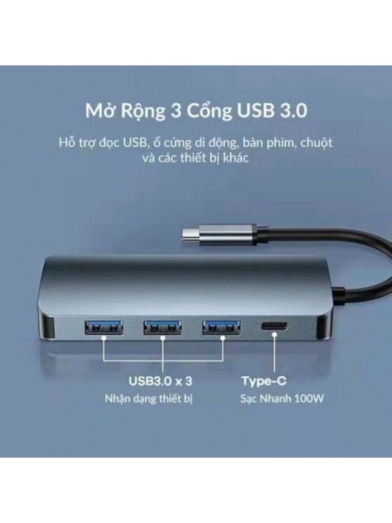 REMAX RU-U5 Retor Series 5-in-1 Docking Station Grey