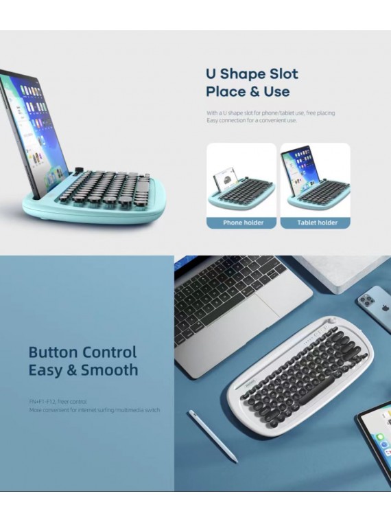REMAX JP-1 Wireless 3 Mode Keyboard Blue