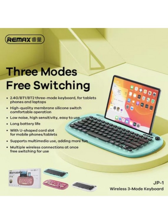 REMAX JP-1 Wireless 3 Mode Keyboard Blue