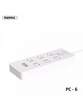 REMAX NEW PC-6 USB Power Strip with Extension Cord 6-Port 1.8M CN White
