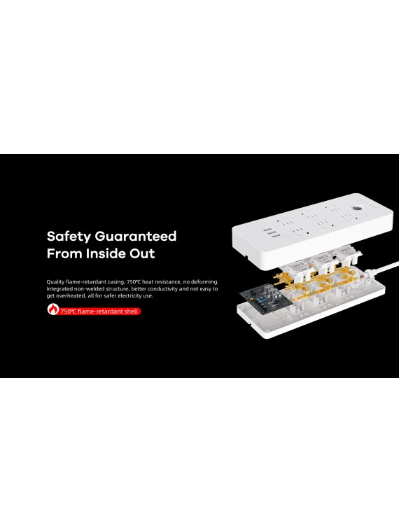 REMAX NEW PC-6 USB Power Strip with Extension Cord 6-Port 1.8M CN White