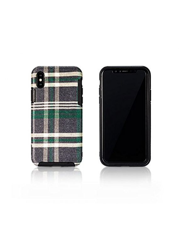 REMAX RM-1648 Fabric Series  Phone Case For IPhone X Green grid