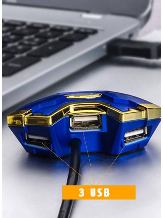	 REMAX RU-U10 USB Multi-function Adapter high speed USB HUB Blue