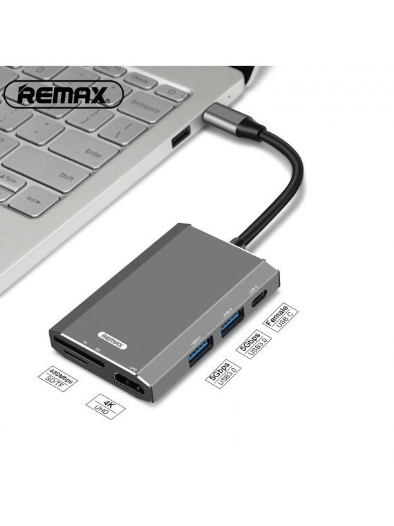 	 REMAX RU-U30 Docking Station (Six In One) Grey