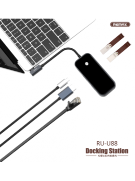 REMAX RU-U88 Docking Station (Six In One) Black
