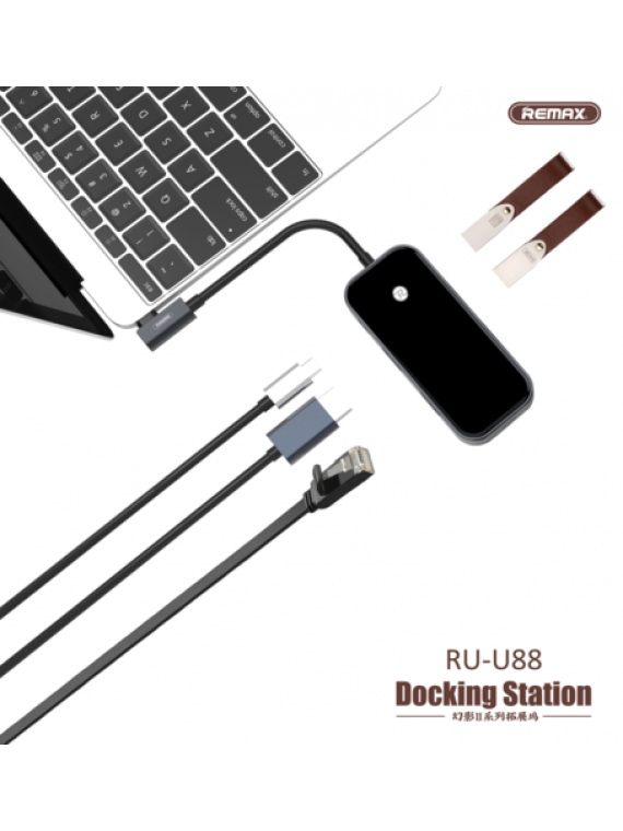 REMAX RU-U88 Docking Station (Six In One) Black