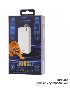 REMAX New RPP-289 Pure Series 20W PD+QC Multi Compatible Fast Charging Power Bank 30000Mah Blue