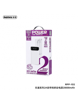 REMAX RPP-102 NEW Lesu Series 2A Cabled Power Bank 20kv mAh White