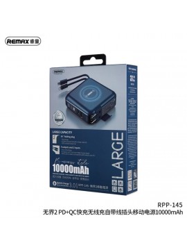 REMAX RPP-145 Infinity 2 PD+QC Fact Wireless Power Bank (Charger with cable) 10000mAh Blue