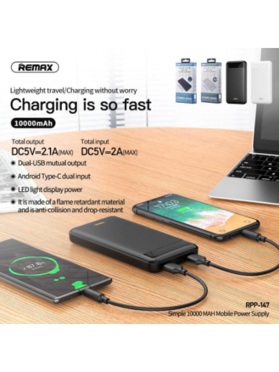 REMAX RPP-147 Jany Series 10000mAh 2USB Power Bank White