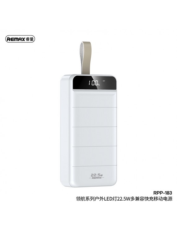 REMAX RPP-183 LEADER SERIES 2.1A MULTI-COMPATABLE FAST CHARGING 22.5w 30000mah (with LED light) WHITE
