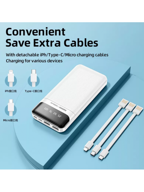 REMAX NEW RPP-93 Lesu Series 2A 10000mah Cabled Power Bank White