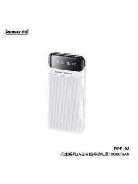 REMAX NEW RPP-93 Lesu Series 2A 10000mah Cabled Power Bank White
