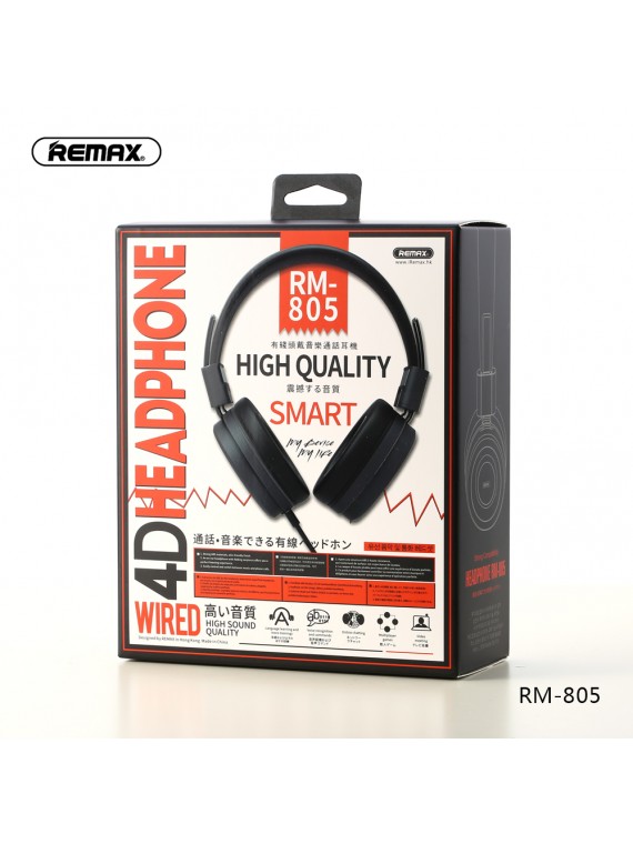 REMAX RM-805 Wired Headphone for Music and Calls Black