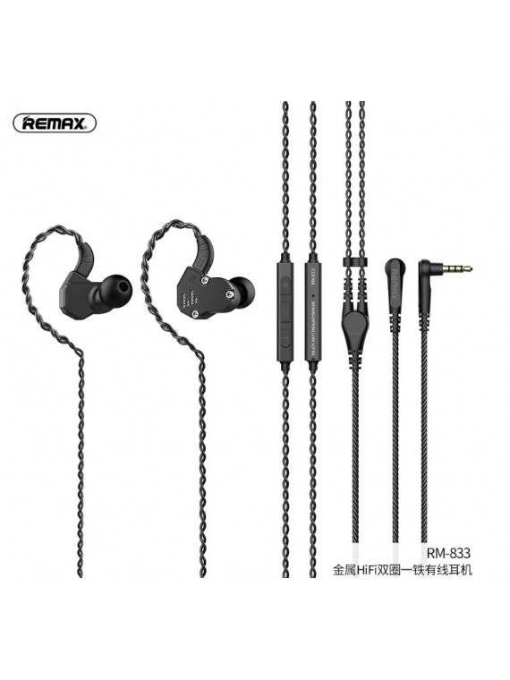 REMAX RM-833 HIFI Trple-Driver Wired Headphone Black