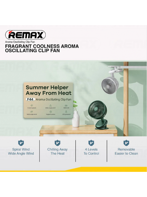 REMAX F44 Aroma Oscillating Clip Fan White