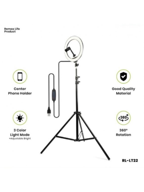 REMAXLIFE RL-LT22 podcast tripod beauty fill light Black