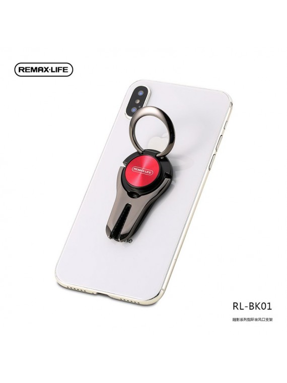 REMAXLIFE RL-BK01 SUIN Series Car Vent Phone Ring Stand Red