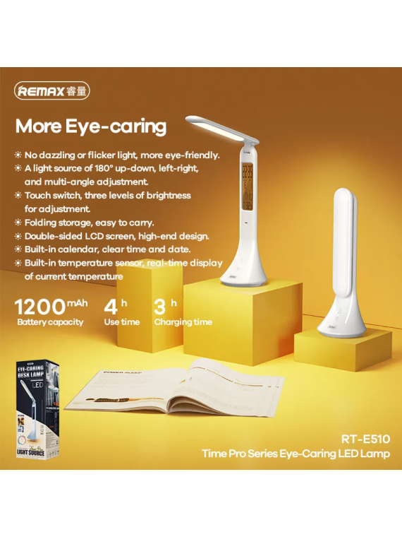 REMAX RT-E510 Time Series LED Table Lamp Calendar Rechargeable Eye Protection White