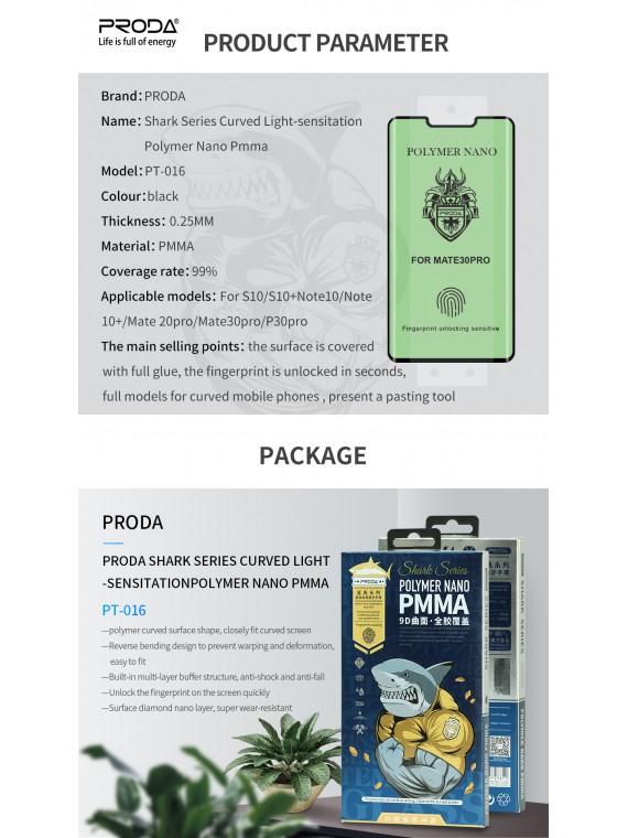PRODA PT-016 Shark Series Polymer Nano Temperede Glass for Huawei Mate  30 Pro