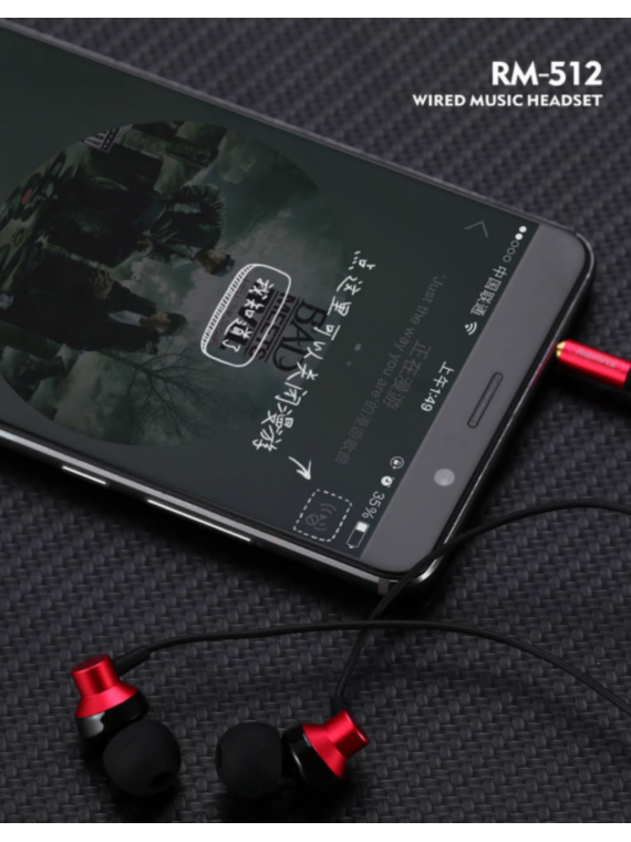 REMAX RM-512 Metal Wired Music Headset Red
