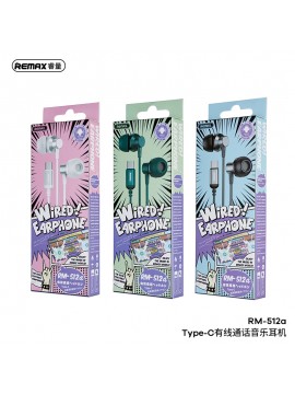 REMAX RM-512a Type-C Metal Wired Earphone for music & call Tarnish